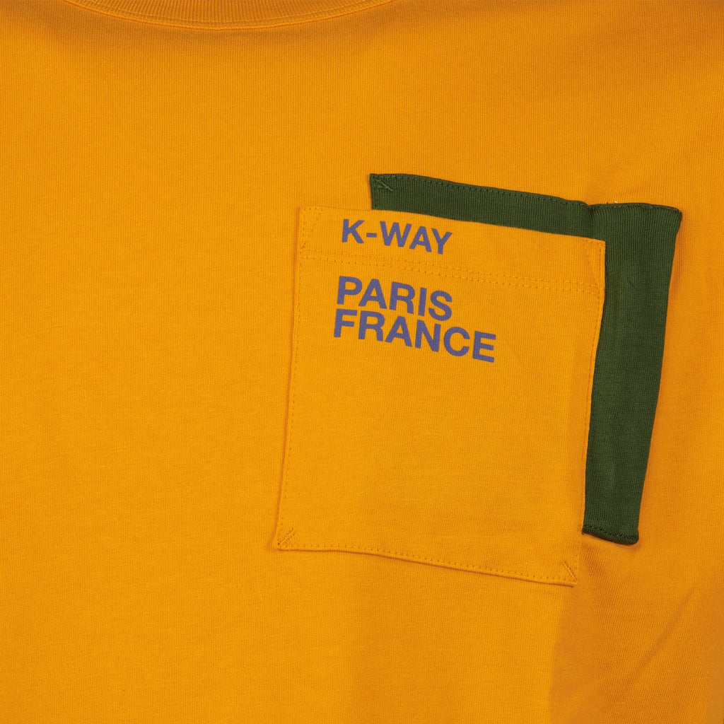 Image of Orange-Khaki Pocket T-shirt by K-Way for Men - Season Spring-Summer 2024 - Detail View 1