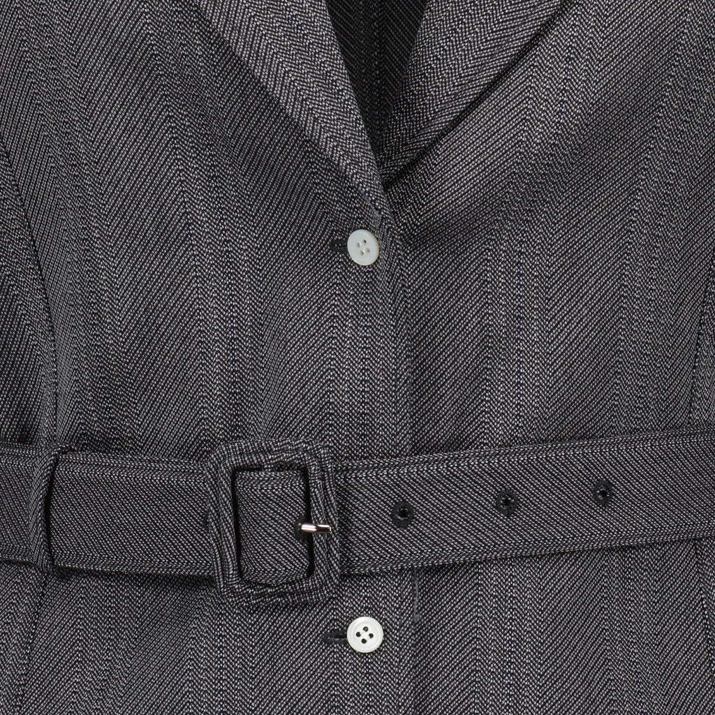 ストライプ柄ノースリーブグレー・ジレ