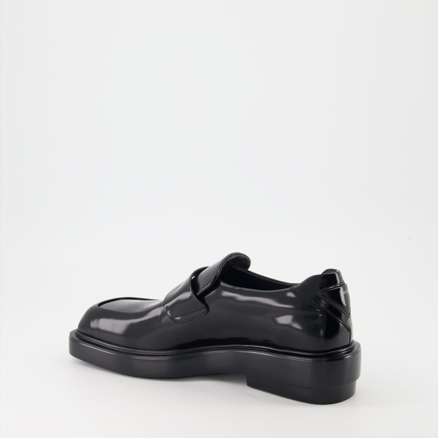 Prada mocassins, brushed leather shoes, luxury footwear, black leather mocassins, designer shoes