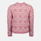 luxury cashmere sweater, Dior Cannage, pink cashmere sweater, high-end knitwear, sophisticated fashion