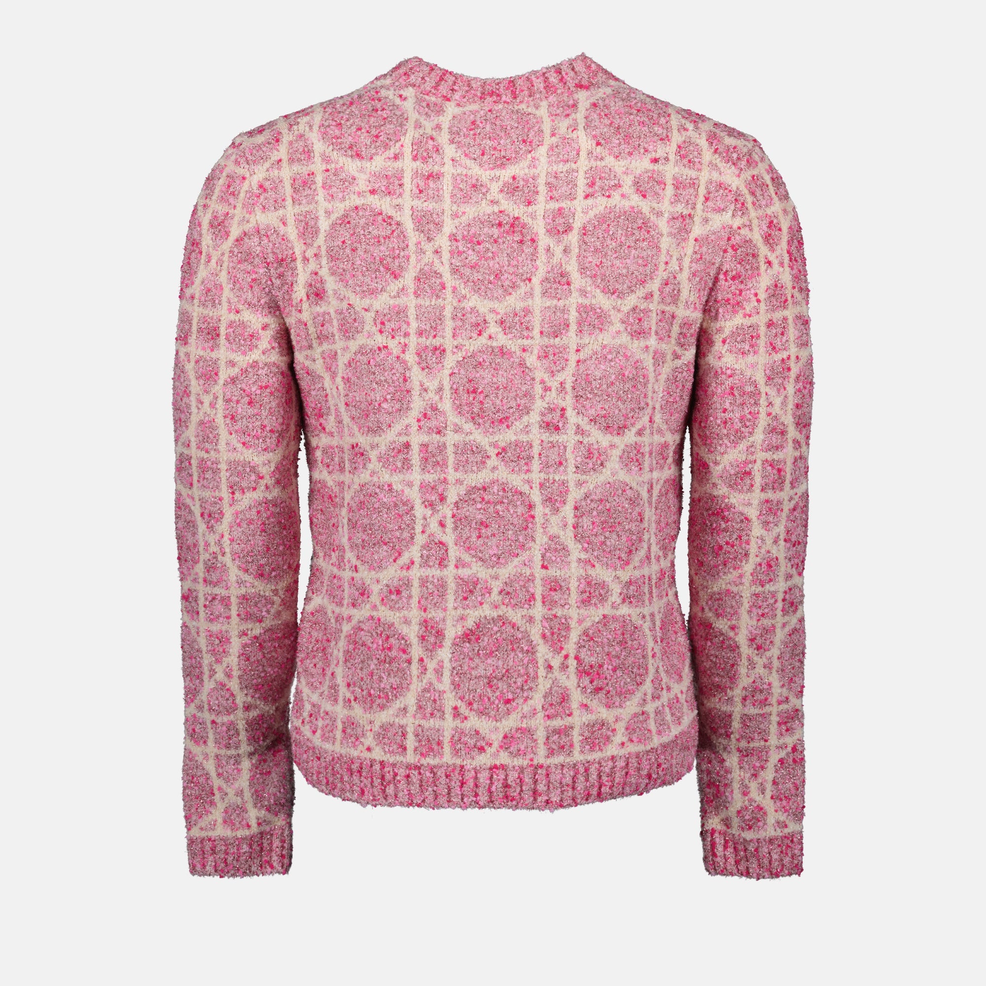 luxury cashmere sweater, Dior Cannage, pink cashmere sweater, high-end knitwear, sophisticated fashion