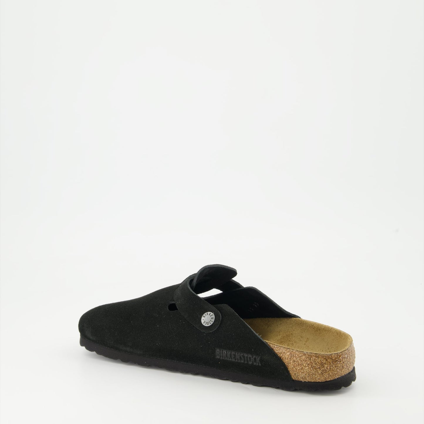 luxury mules, Birkenstock Boston, black suede footwear, high-end shoes, comfortable luxury footwear