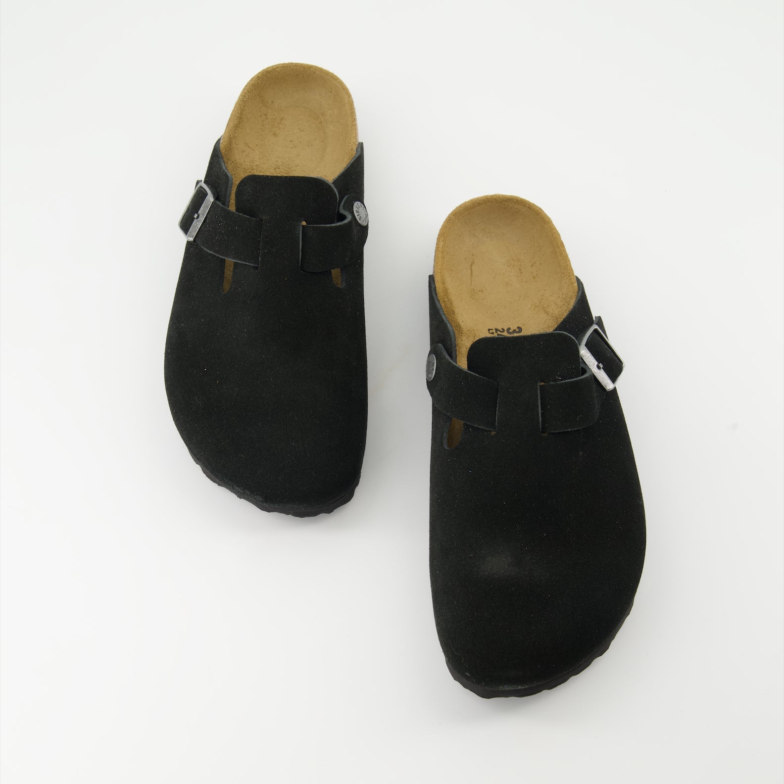 luxury mules, Birkenstock Boston, black suede footwear, high-end shoes, comfortable luxury footwear