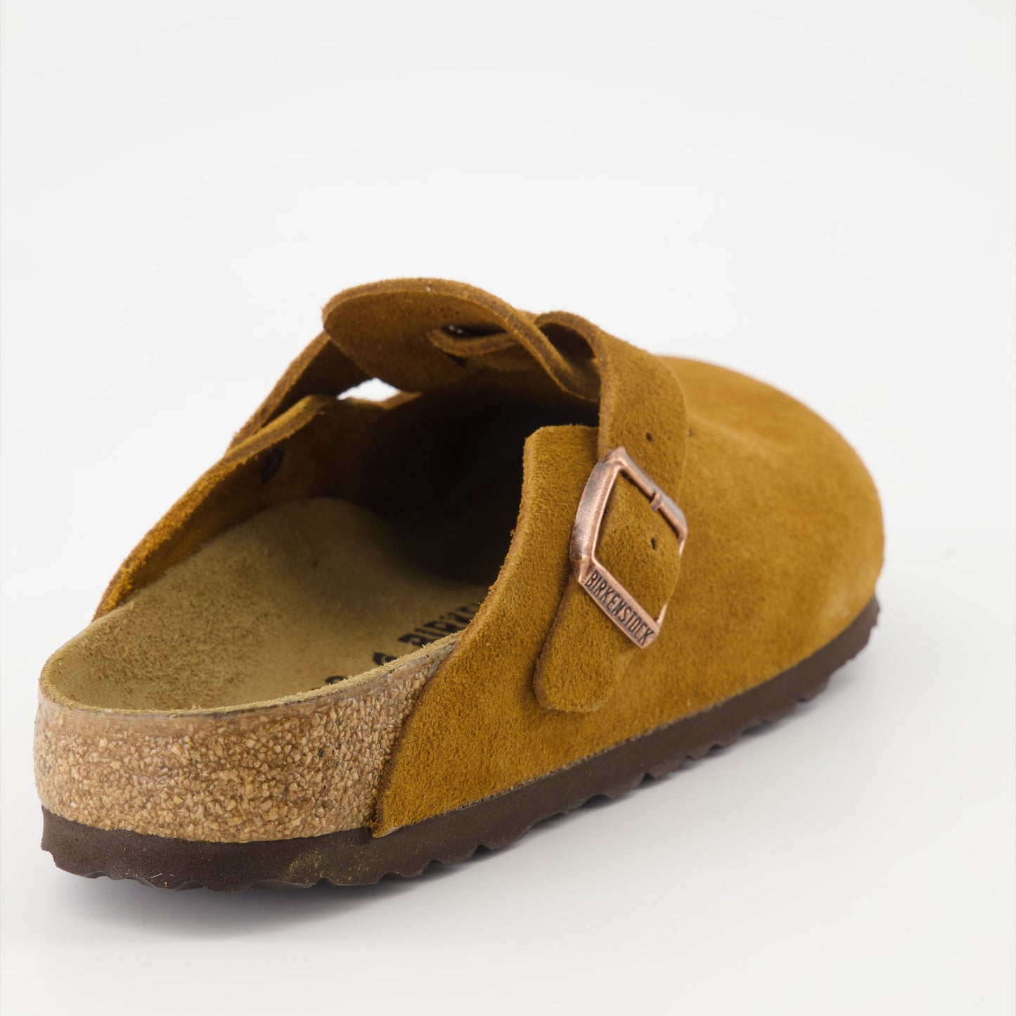 Birkenstock, Boston mules, suede mules, luxury footwear, brown mules