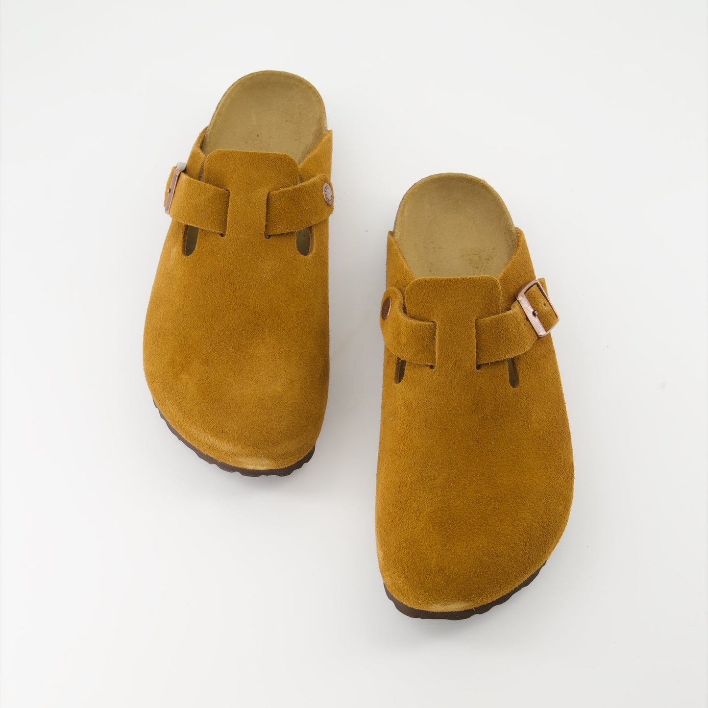 Birkenstock, Boston mules, suede mules, luxury footwear, brown mules