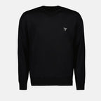 Prada, black wool sweater, luxury knitwear, designer garment, high-end fashion