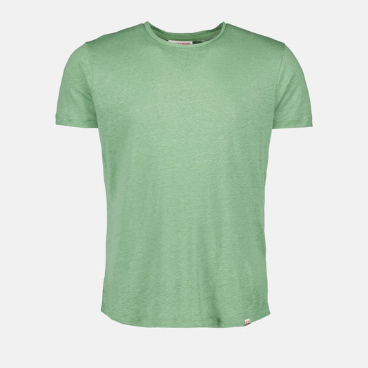 Linen T-shirt, Green T-shirt, Orlebar Brown T-shirt, Luxury casual wear, Designer T-shirt