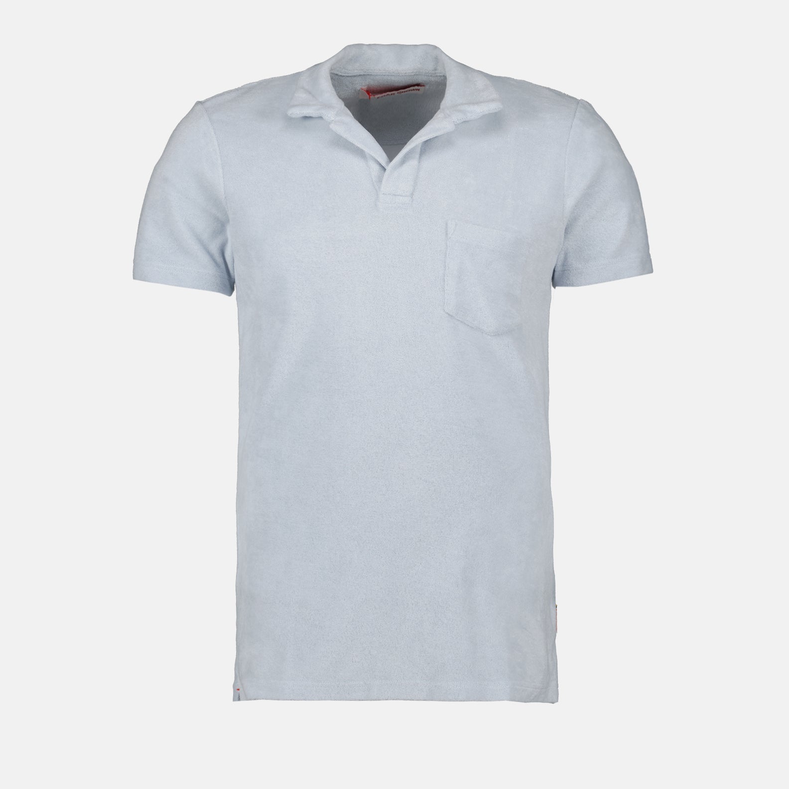 luxury polo, cotton terry, blue grey polo, Orlebar Brown, high-end apparel