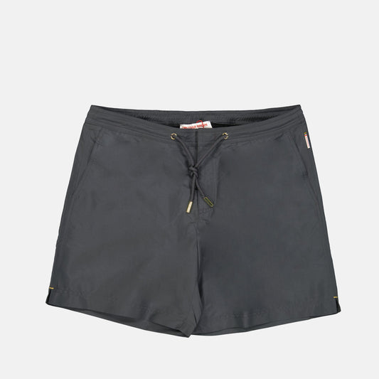 luxury swimwear, grey swim shorts, Orlebar Brown, Bulldog shorts, designer swim shorts