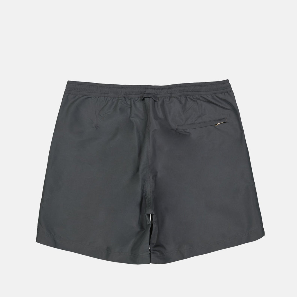 luxury swimwear, grey swim shorts, Orlebar Brown, Bulldog shorts, designer swim shorts