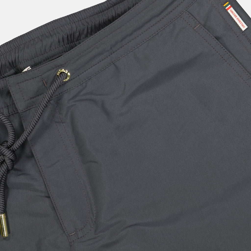 luxury swimwear, grey swim shorts, Orlebar Brown, Bulldog shorts, designer swim shorts