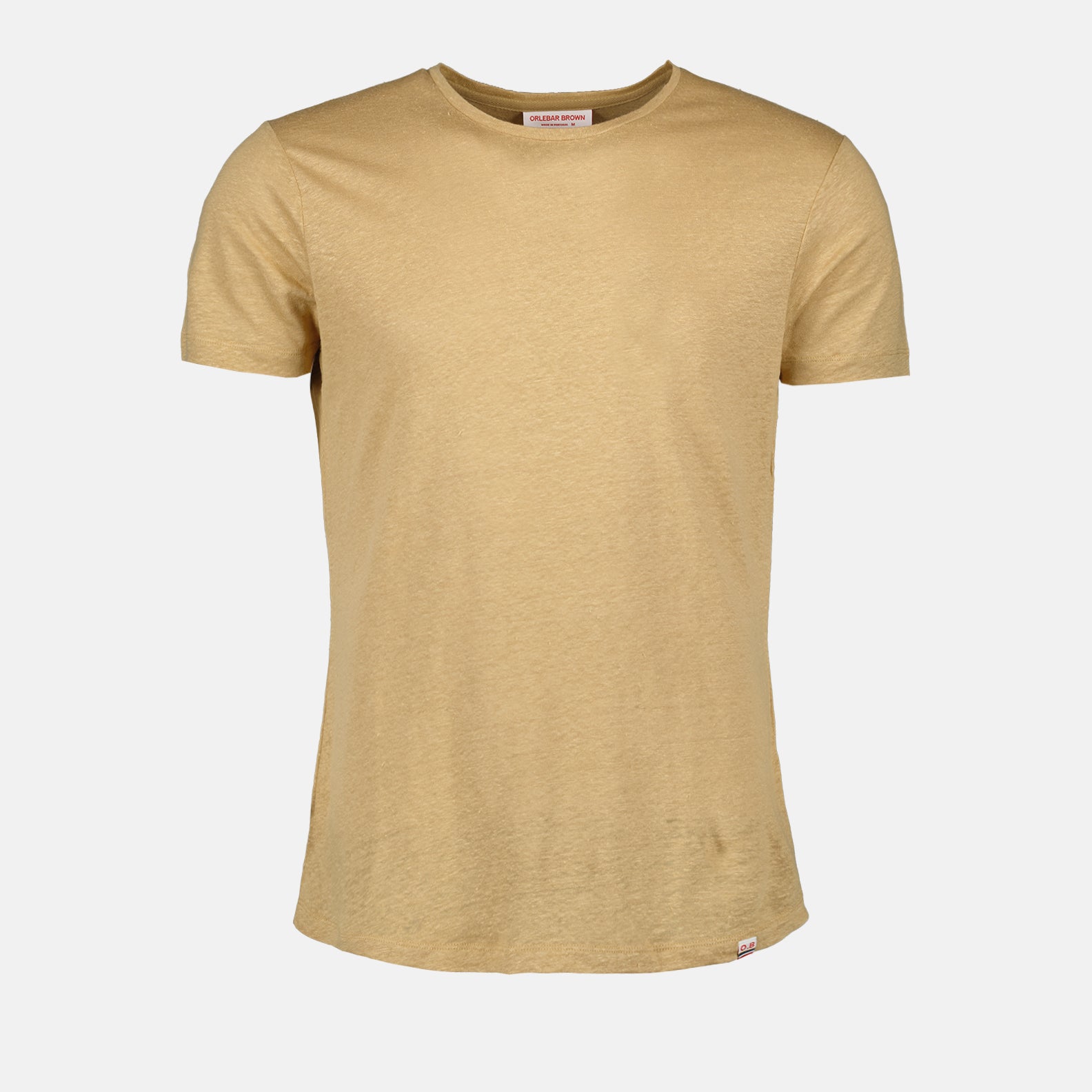 Linen T-shirt, Orlebar Brown, Beige T-shirt, Luxury Apparel, Elegant Casual Wear