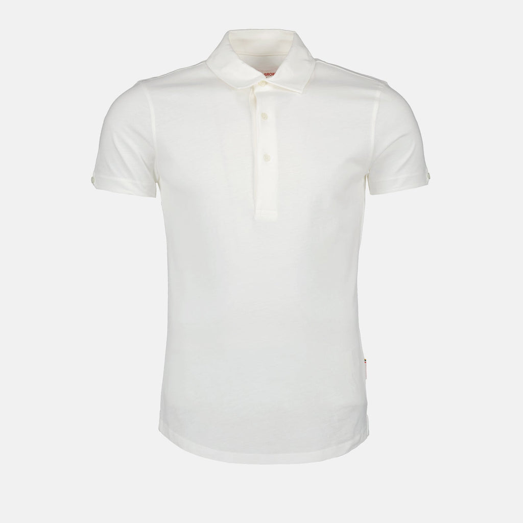 luxury polo, cotton silk blend, Orlebar Brown polo, elegant white polo, high-end menswear