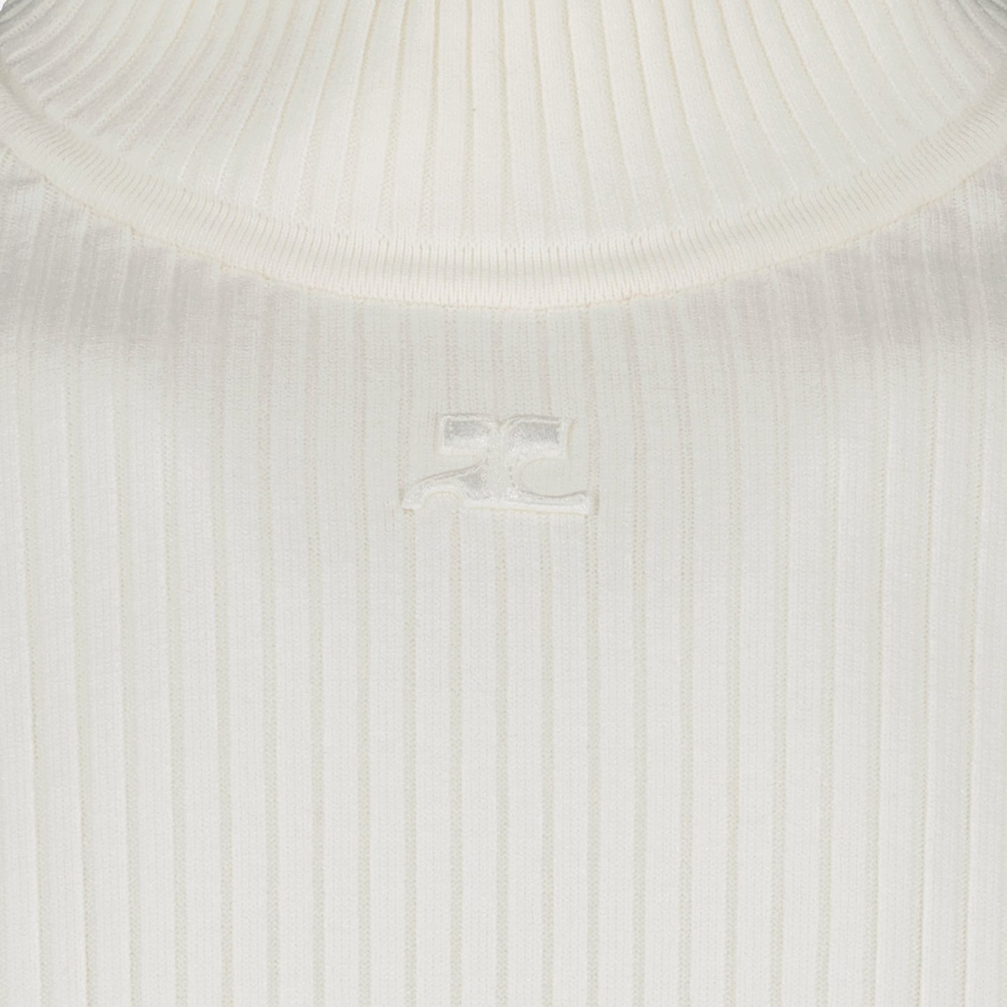 Turtleneck sweater, Courrèges Ré-Édition, White viscose, Luxury fashion, Elegant knitwear