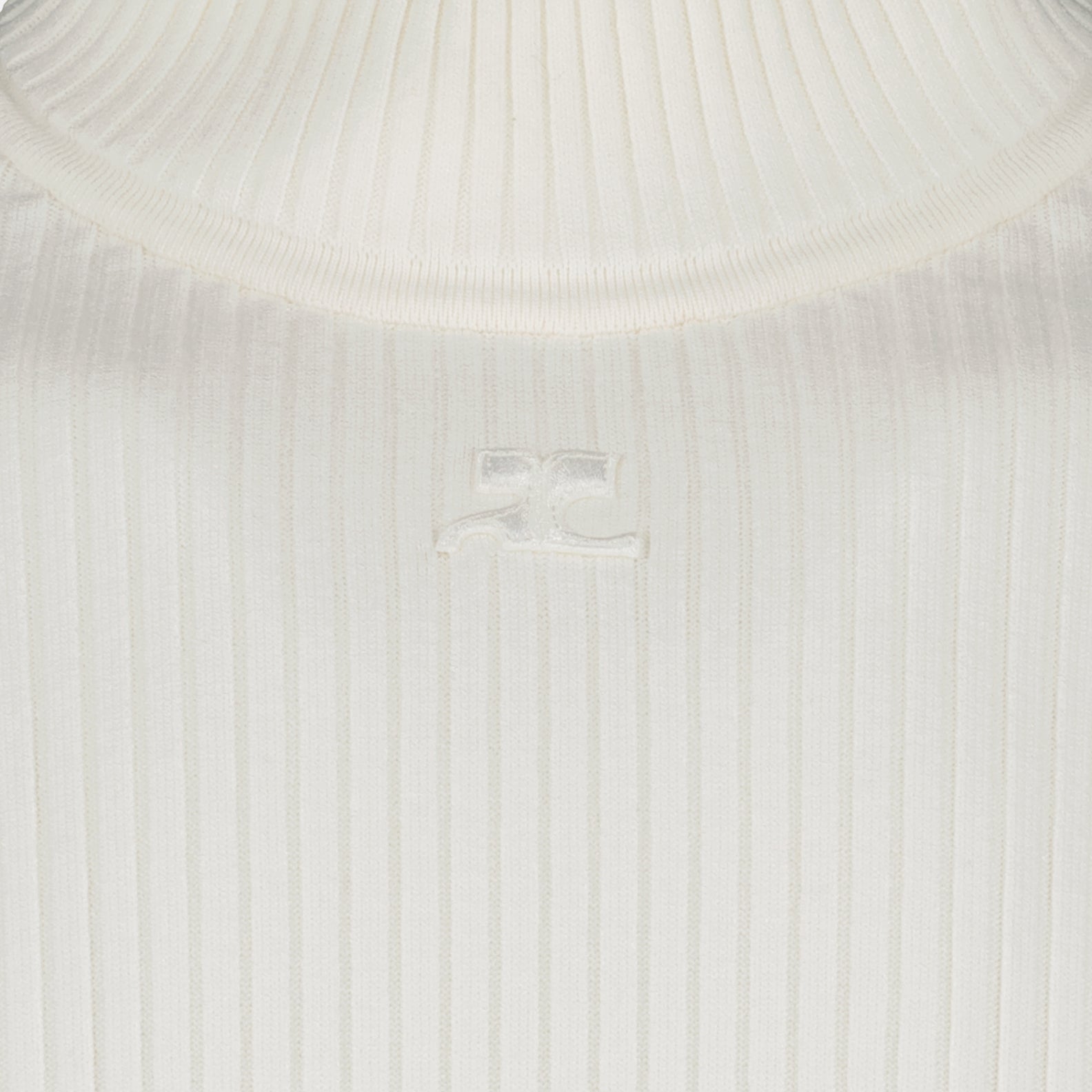 Turtleneck sweater, Courrèges Ré-Édition, White viscose, Luxury fashion, Elegant knitwear