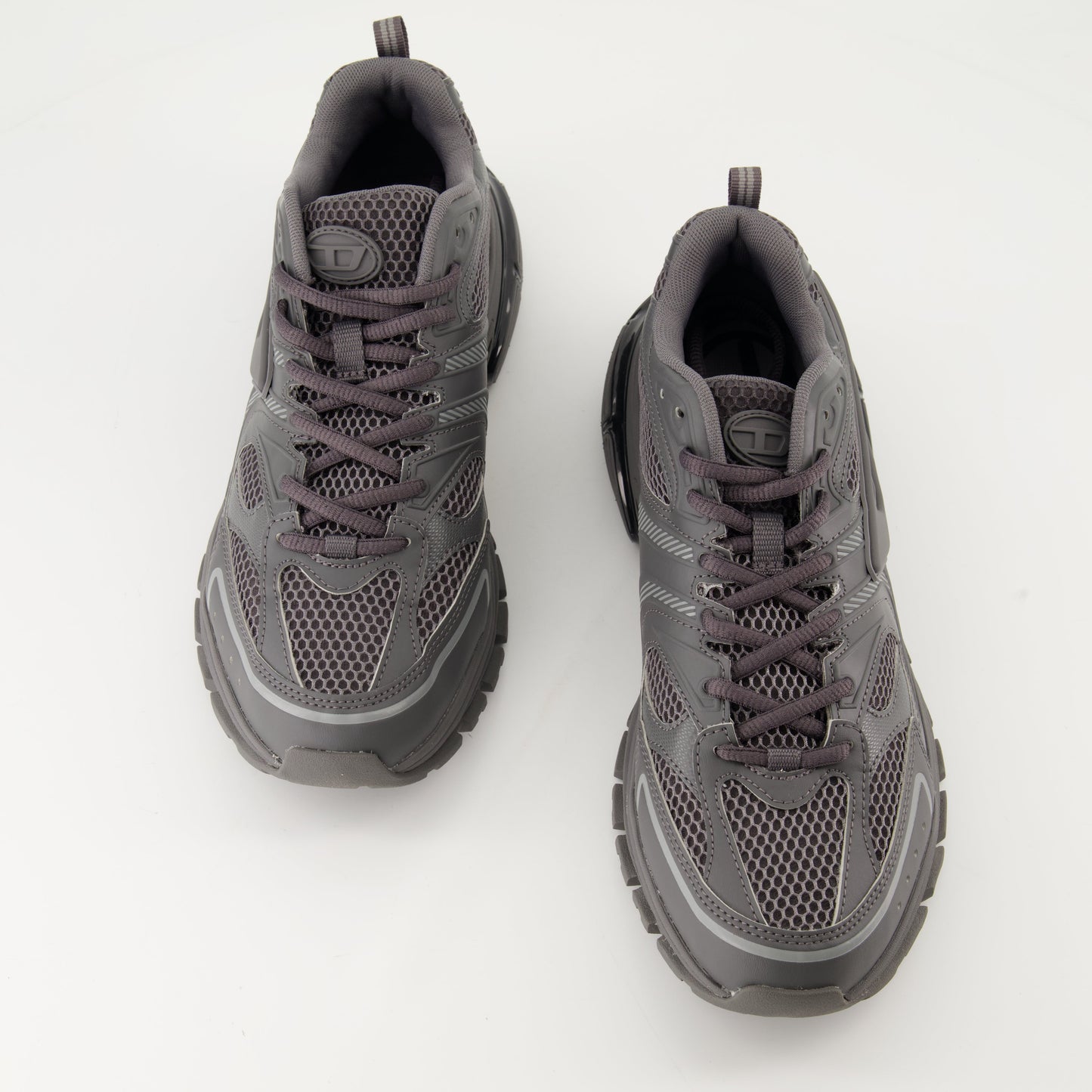 Diesel sneakers, mesh and PU sneakers, grey sneakers, Autumn-Winter 2024, crantée rubber sole