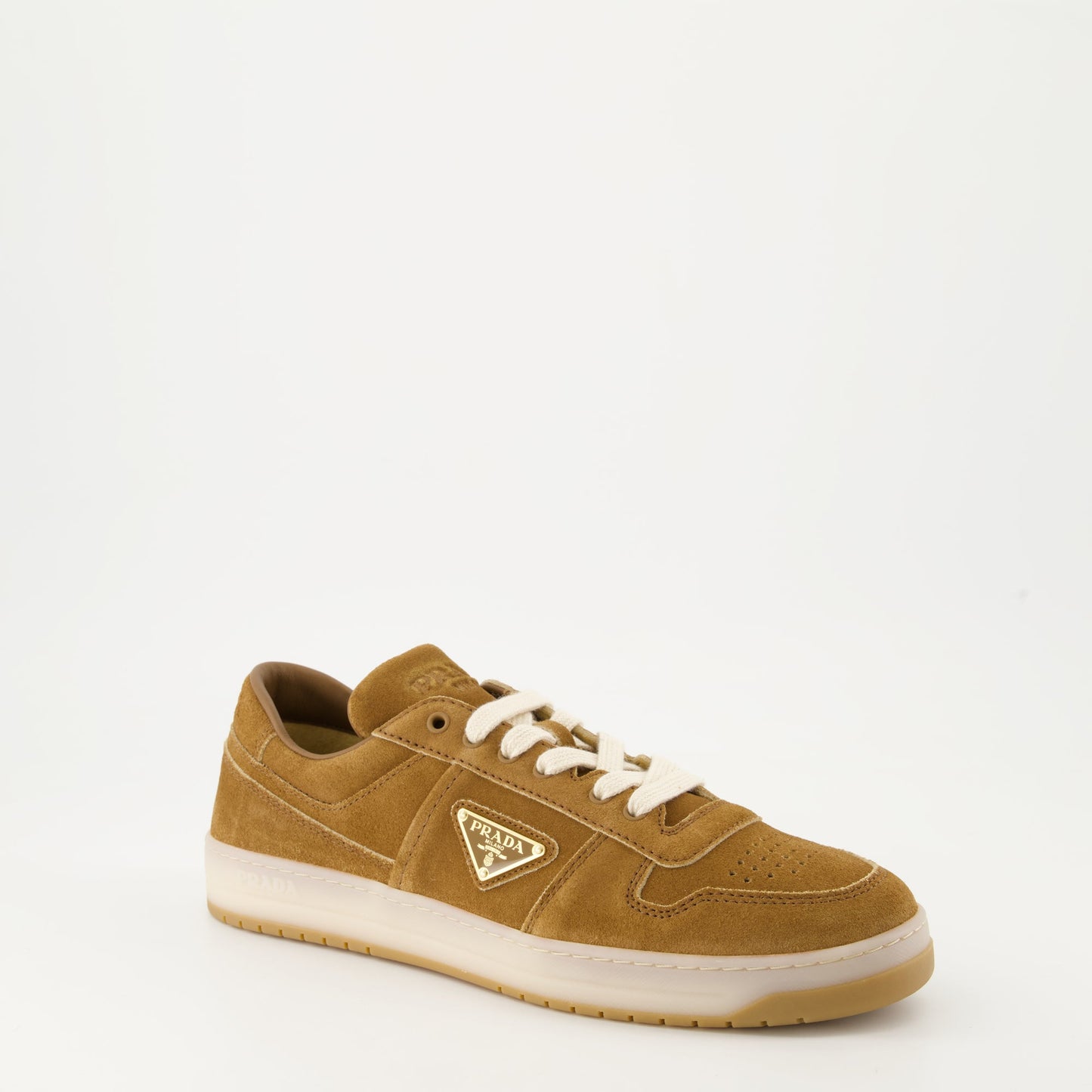 Prada sneakers, suede sneakers, brown leather sneakers, urban style, luxury footwear