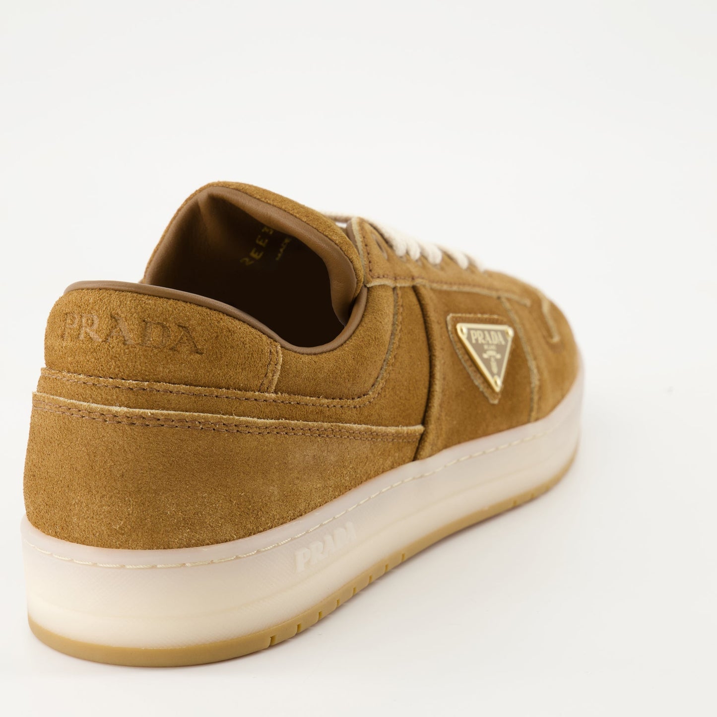 Prada sneakers, suede sneakers, brown leather sneakers, urban style, luxury footwear