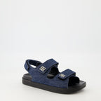 Image of Denim 4G Sandals with Hook and Loop by Givenchy for Women - Season Spring-Summer 2025 - Front Right Three-Quarter View