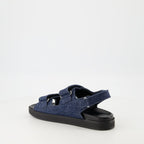 Image of Denim 4G Sandals with Hook and Loop by Givenchy for Women - Season Spring-Summer 2025 - Back Right Three-Quarter View
