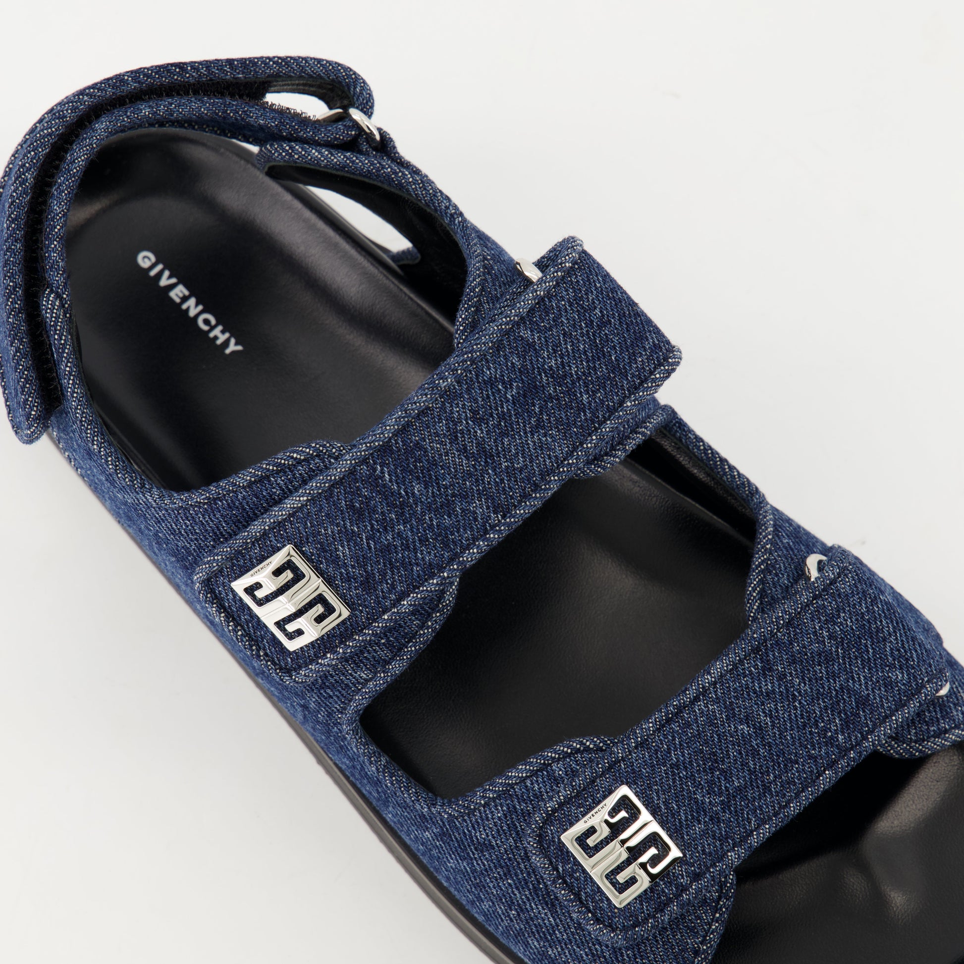 denim sandals, hook and loop fastening, Givenchy sandals, spring-summer 2025 fashion, casual footwear