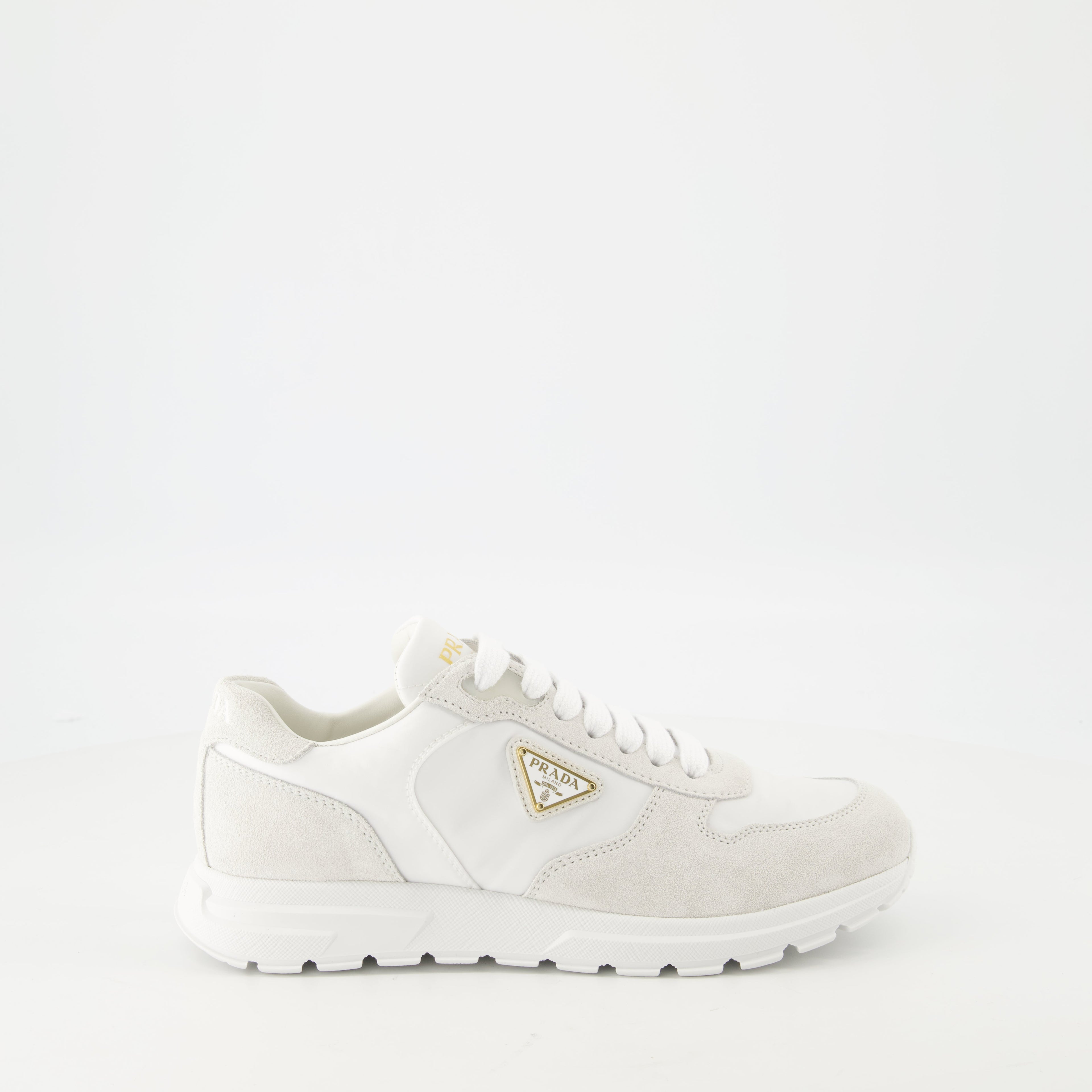 Prada sneakers, leather sneakers, Re-Nylon shoes, casual footwear, Italian design