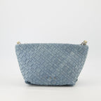 denim pochette, Iro accessories, chic handbag, removable strap, stylish pouch