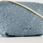 denim pochette, Iro accessories, chic handbag, removable strap, stylish pouch