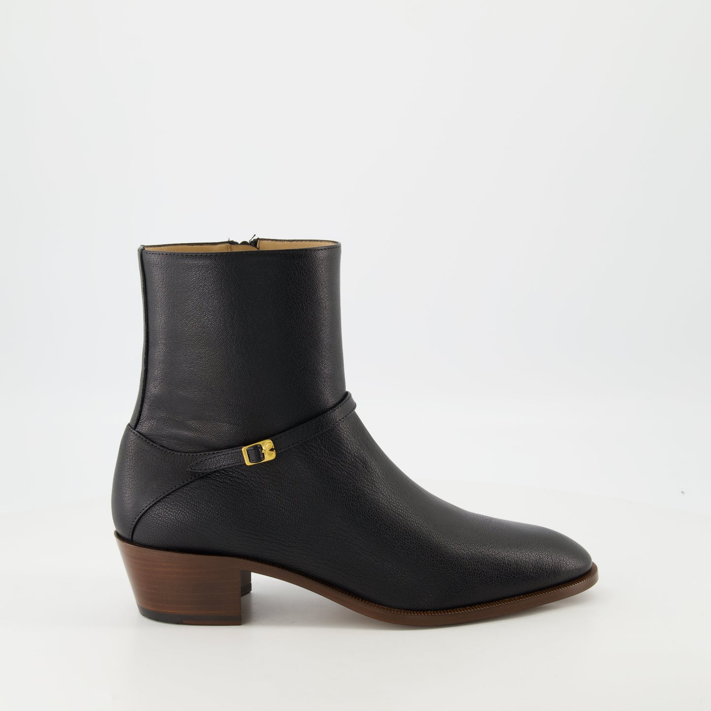 Pat Ankle Boots, Textured Leather, Pointed Toe Boots, Adjustable Ankle Strap, Valentino Garavani