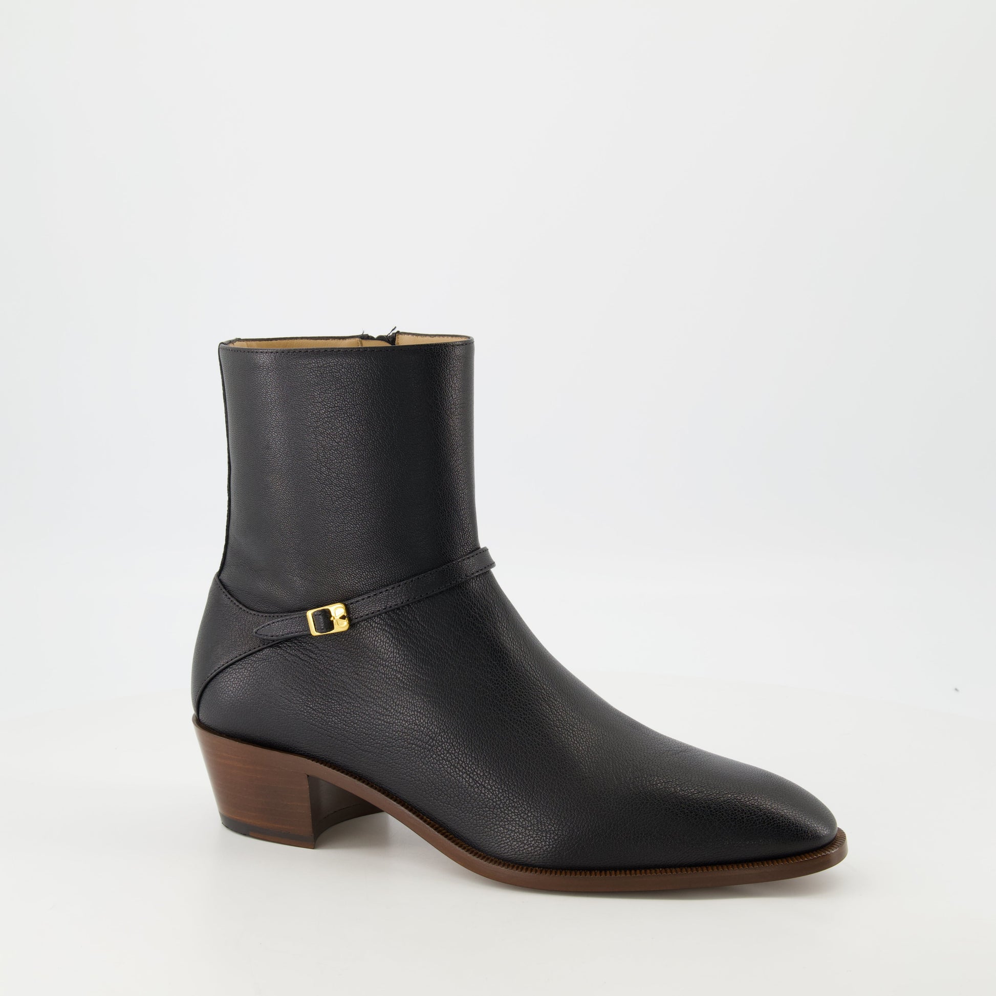 Pat Ankle Boots, Textured Leather, Pointed Toe Boots, Adjustable Ankle Strap, Valentino Garavani