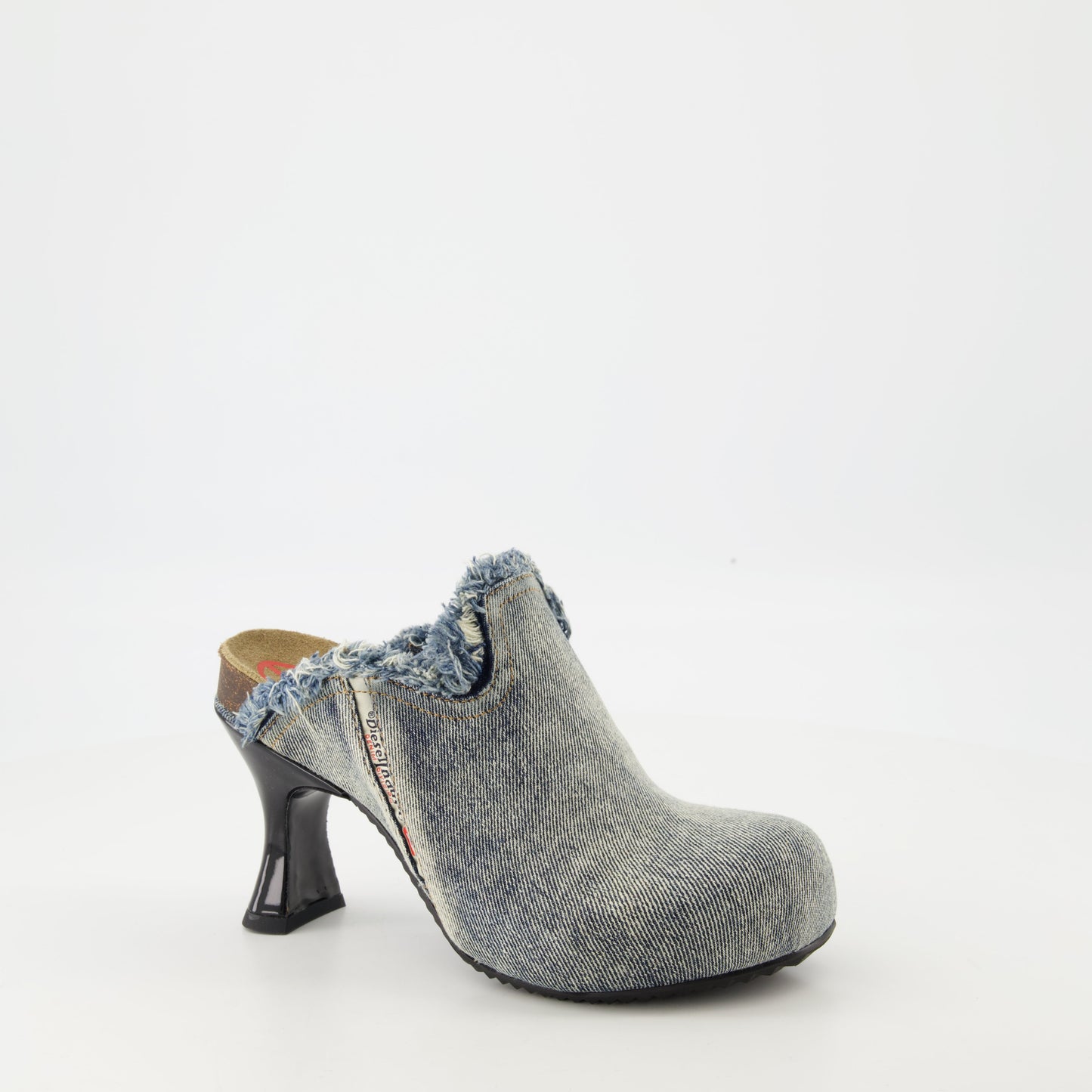 denim mules, D-Woodstock, Diesel, frayed design, comfortable footwear