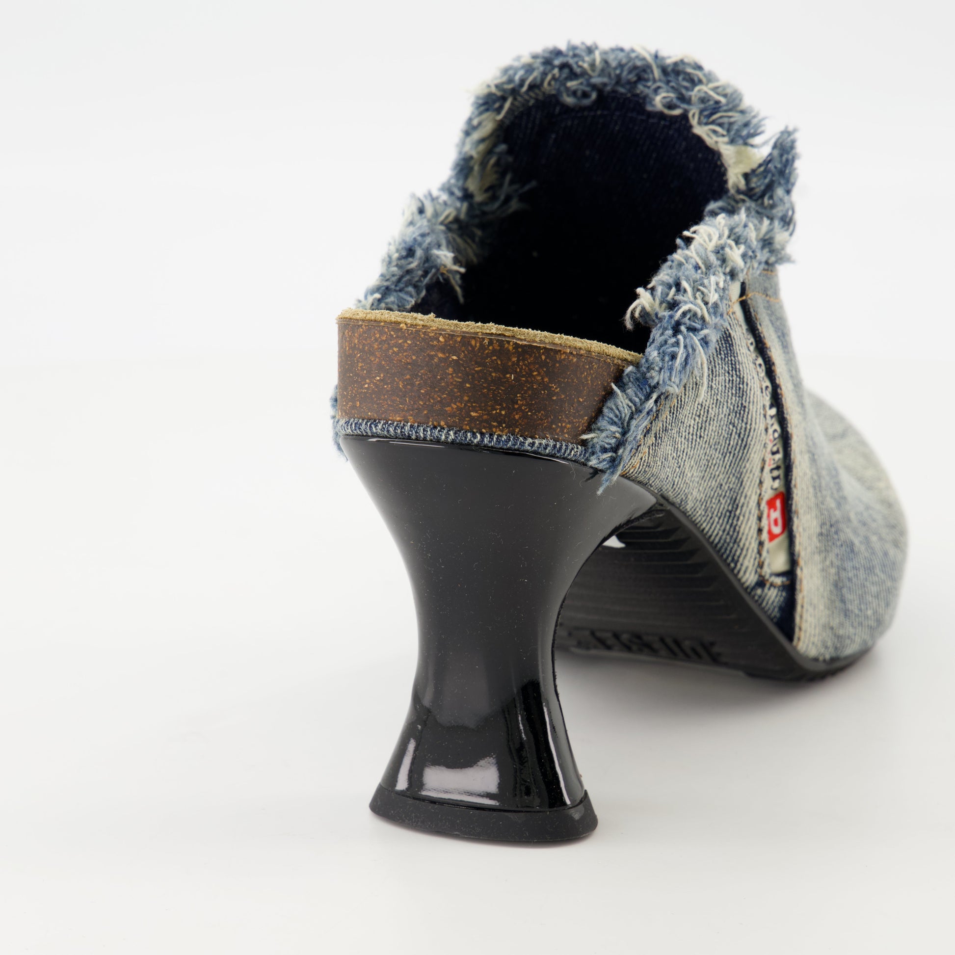 denim mules, D-Woodstock, Diesel, frayed design, comfortable footwear