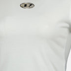white t-shirt, Diesel clothing, Oval D logo, cut-out effect, cotton t-shirt