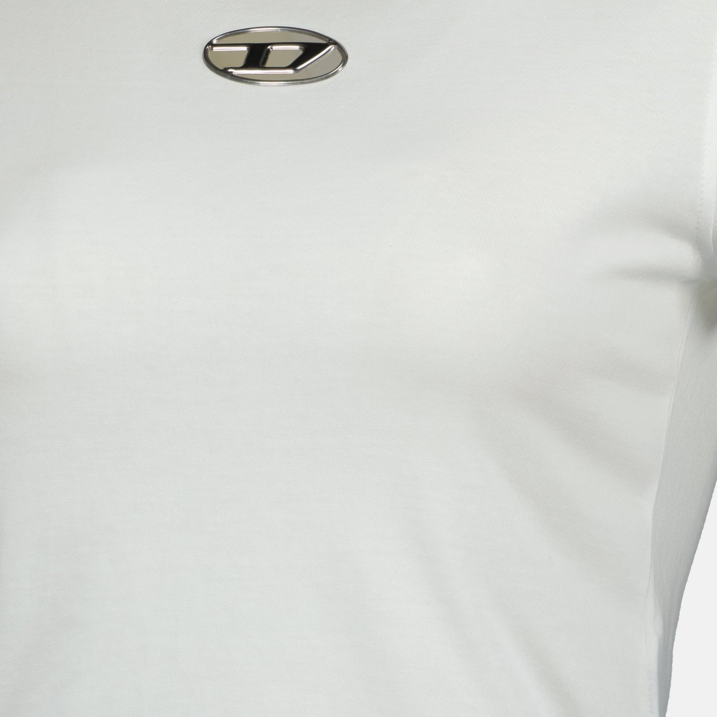 white t-shirt, Diesel clothing, Oval D logo, cut-out effect, cotton t-shirt