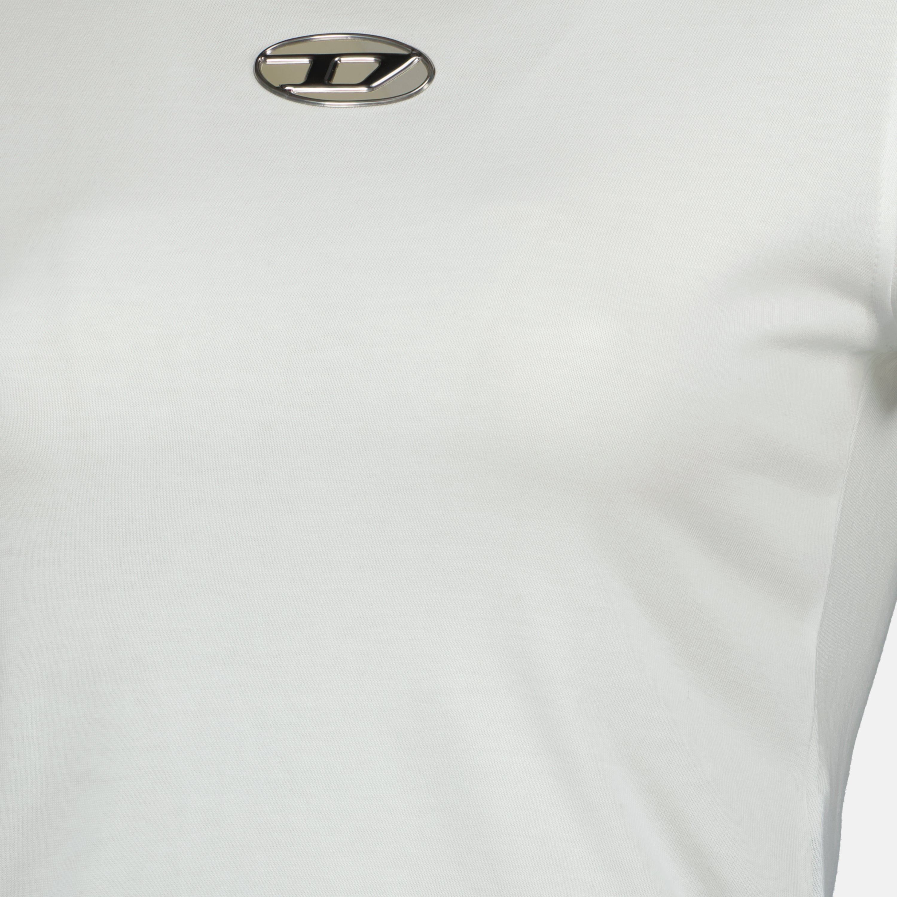 white t-shirt, Diesel clothing, Oval D logo, cut-out effect, cotton t-shirt