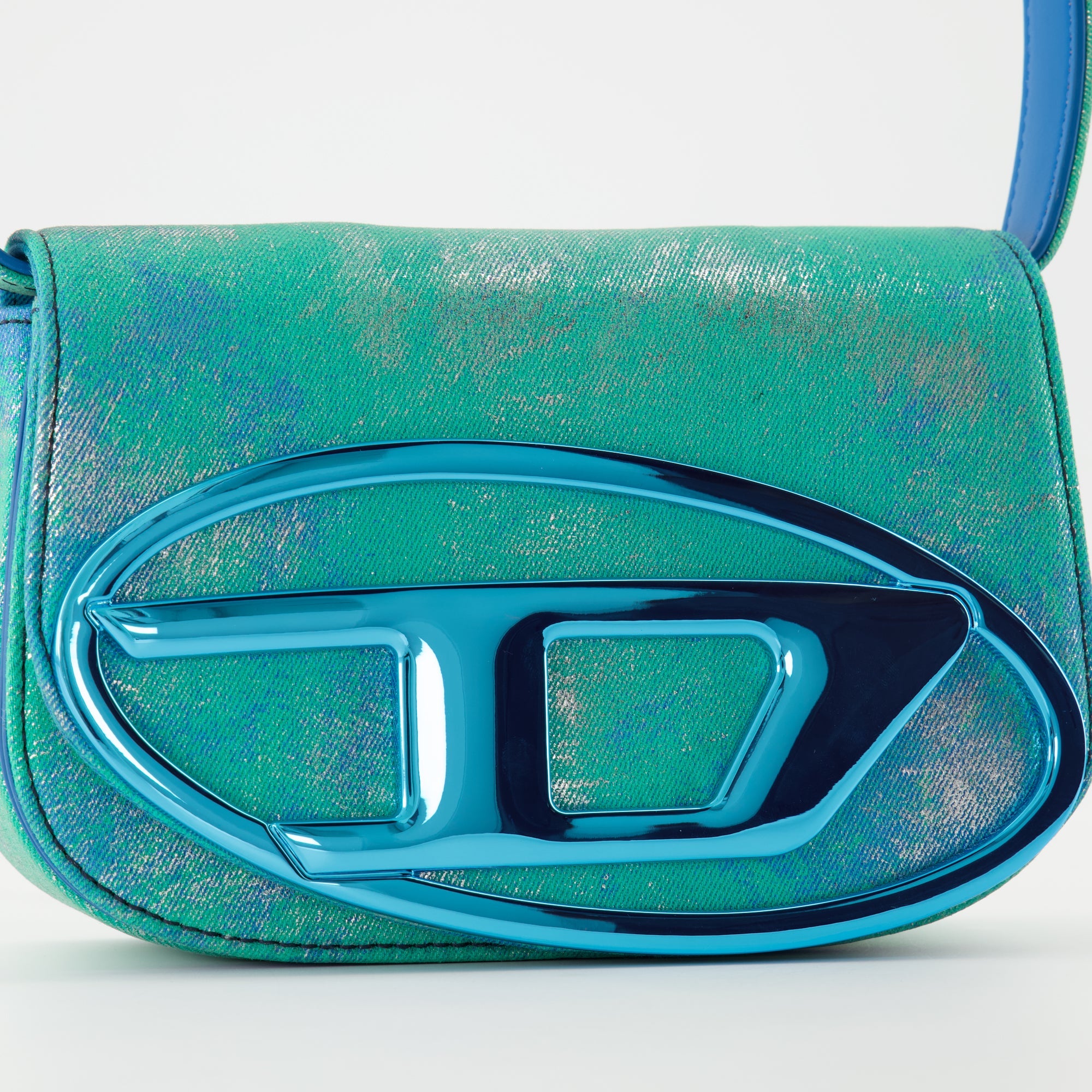 Turquoise bag, denim bag, Diesel accessories, spring-summer collection, statement bag