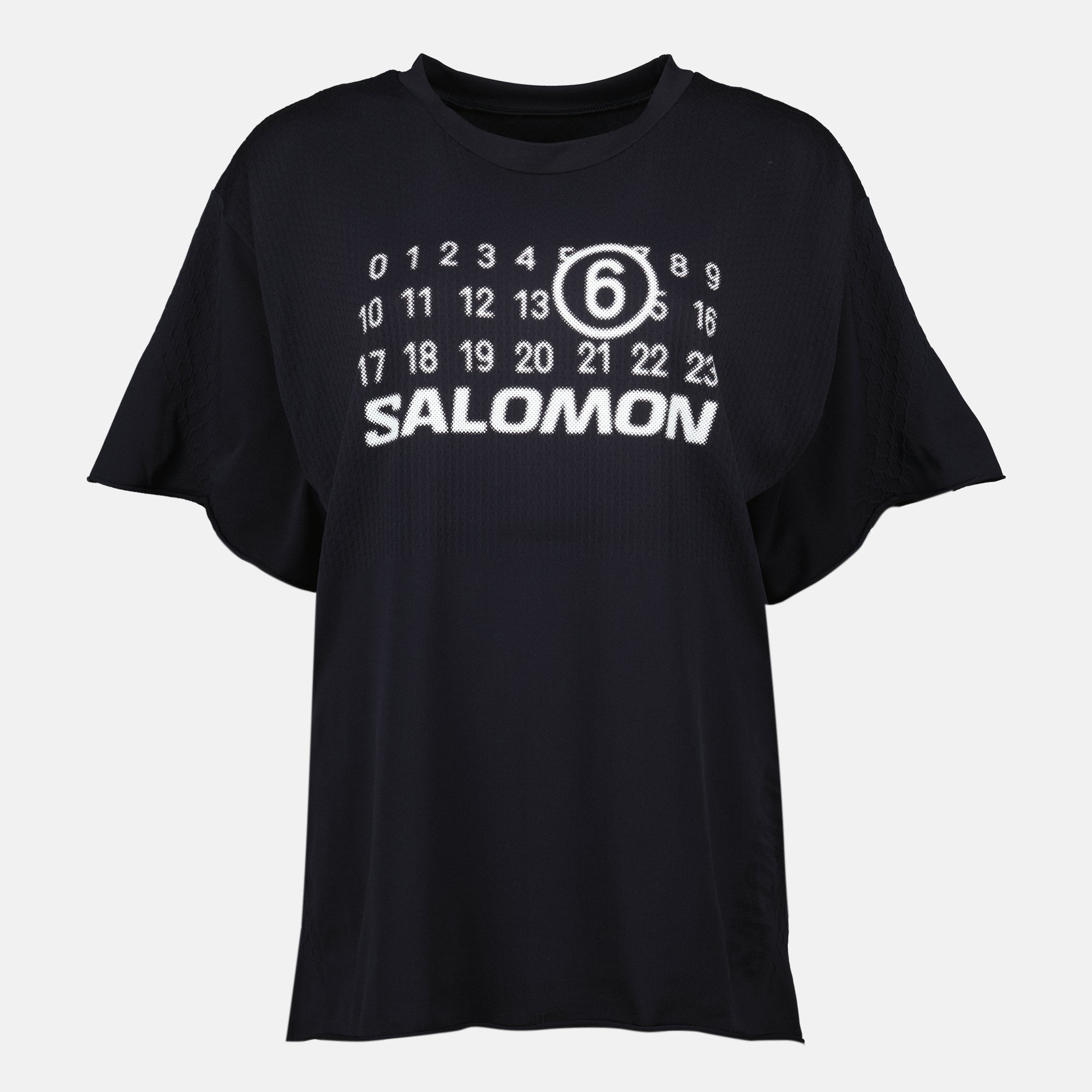 MM6 x Salomon T-Shirt, Black T-Shirt, Wide Fit T-Shirt, Logo Printed Tee, Nylon Shirt