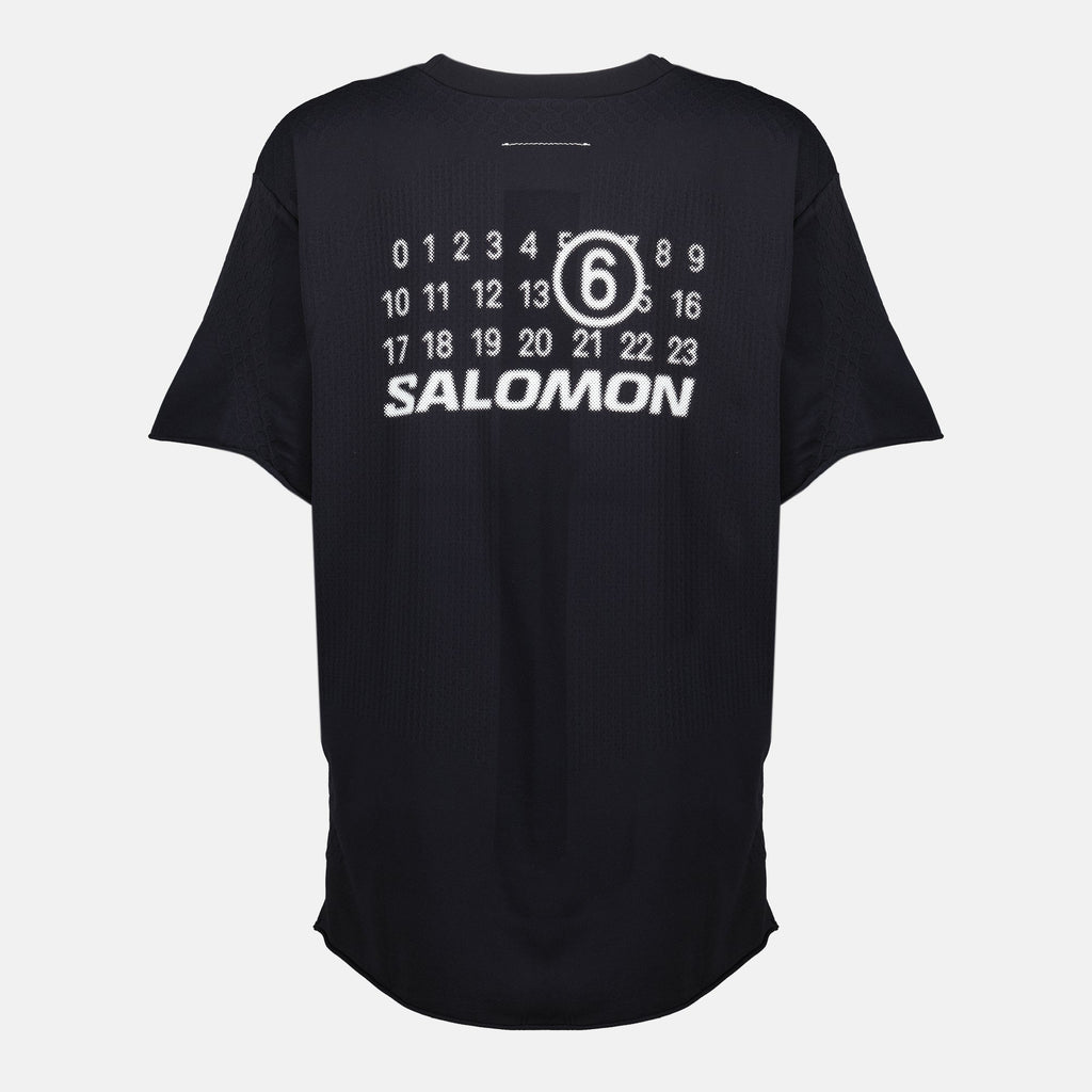 MM6 x Salomon T-Shirt, Black T-Shirt, Wide Fit T-Shirt, Logo Printed Tee, Nylon Shirt