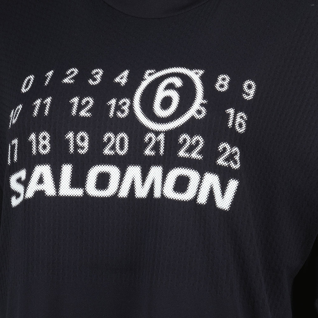 MM6 x Salomon T-Shirt, Black T-Shirt, Wide Fit T-Shirt, Logo Printed Tee, Nylon Shirt
