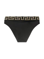 Versace bikini bottoms, luxury swimwear, black bikini, women's swimwear, designer swimwear