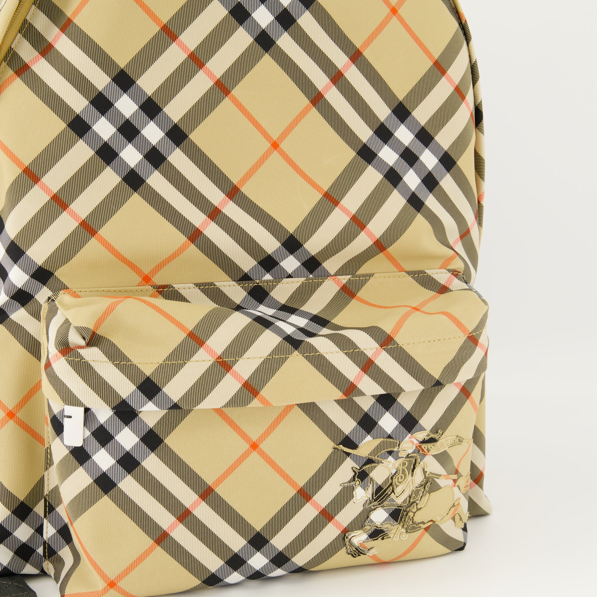 Burberry backpack, check pattern bag, adjustable straps, canvas backpack, stylish everyday backpack