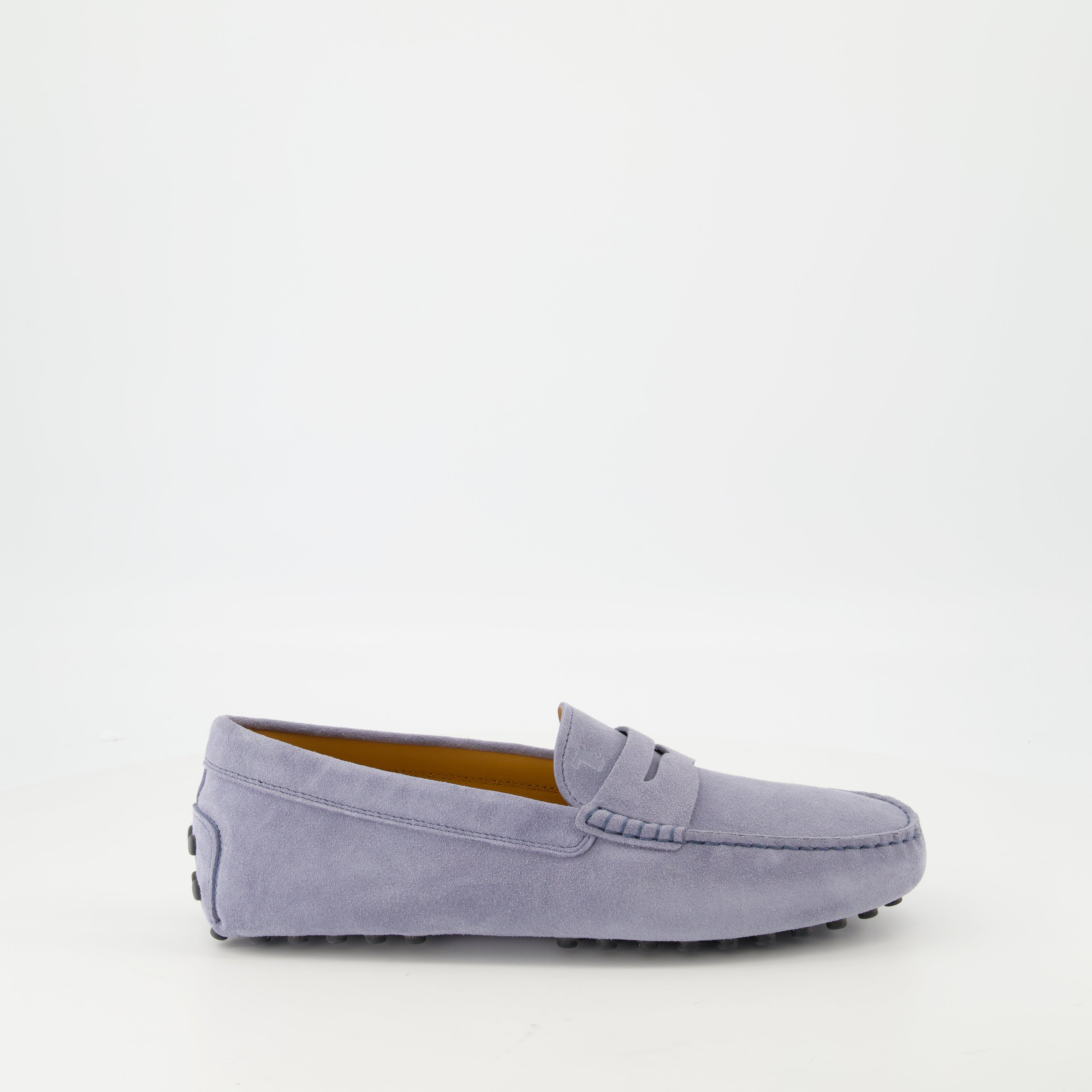 Tod's moccasins, suede shoes, Gommino moccasins, blue-grey footwear, slip-on shoes