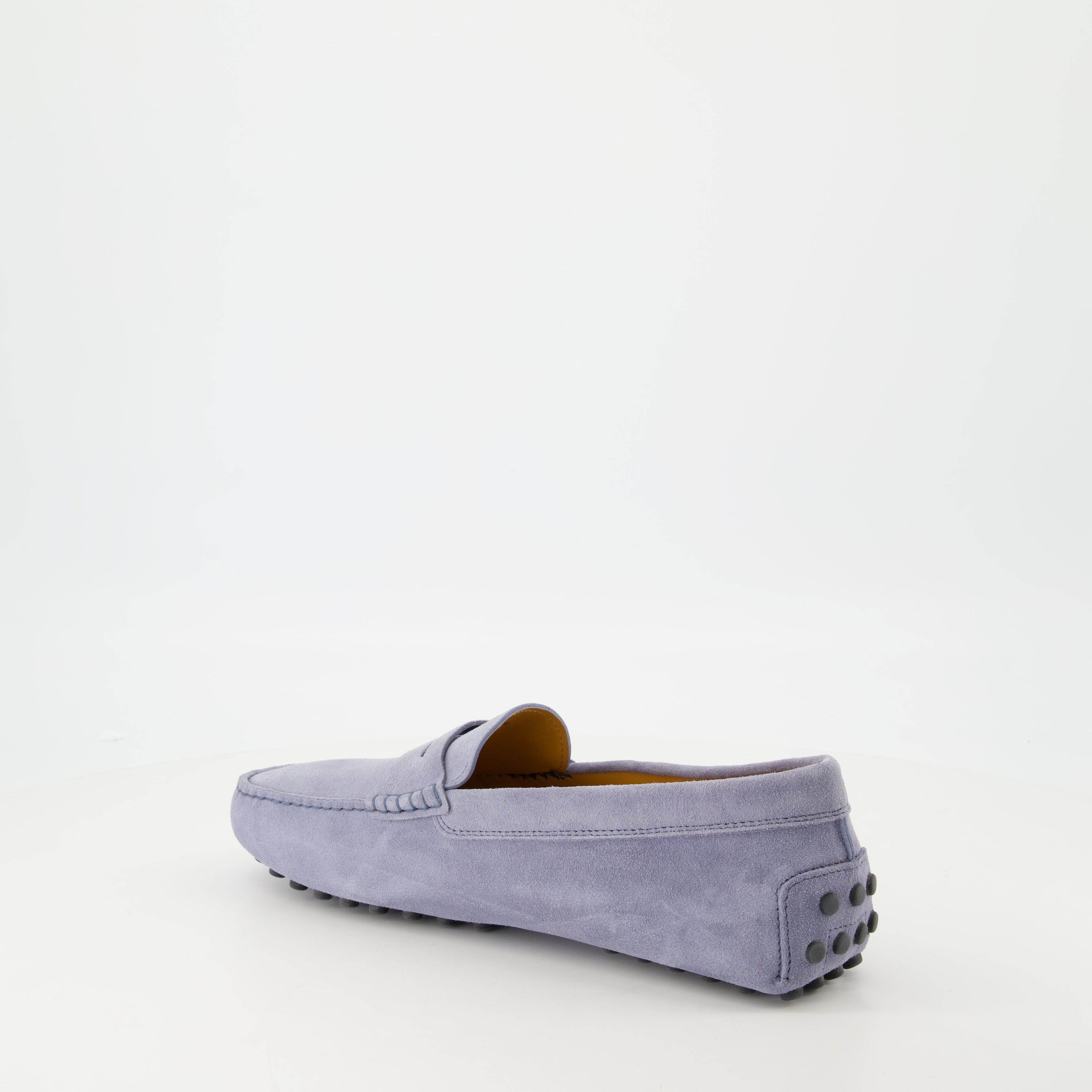 Tod's moccasins, suede shoes, Gommino moccasins, blue-grey footwear, slip-on shoes
