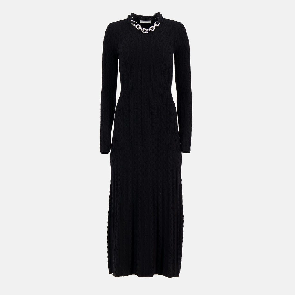 Rabanne dress, black dress, wool cashmere dress, long dress, Autumn-Winter 2025