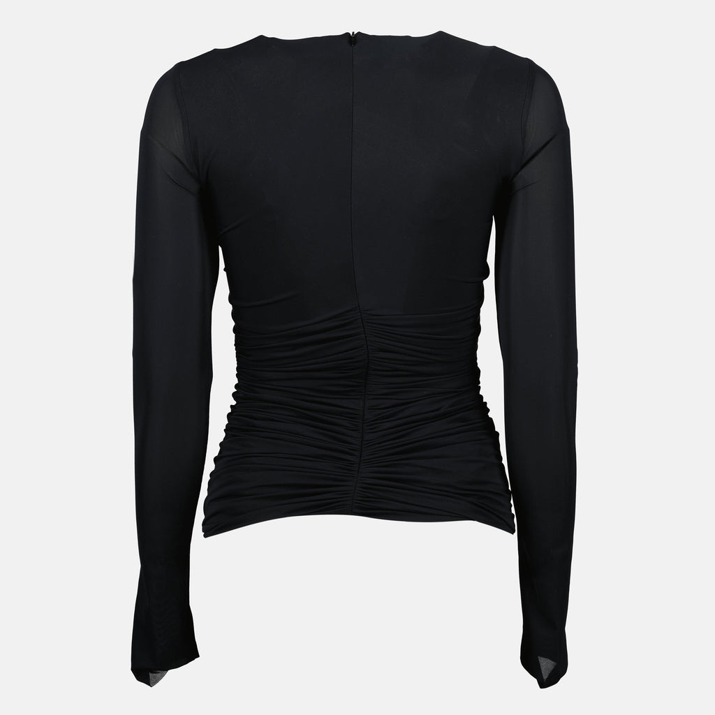 Christopher Esber, Top Hollow Venus, black mesh top, sculptural design, fashion