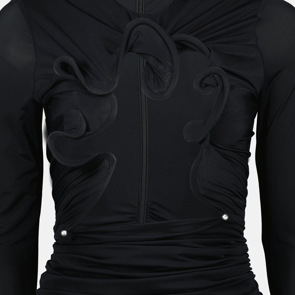 Christopher Esber, Top Hollow Venus, black mesh top, sculptural design, fashion