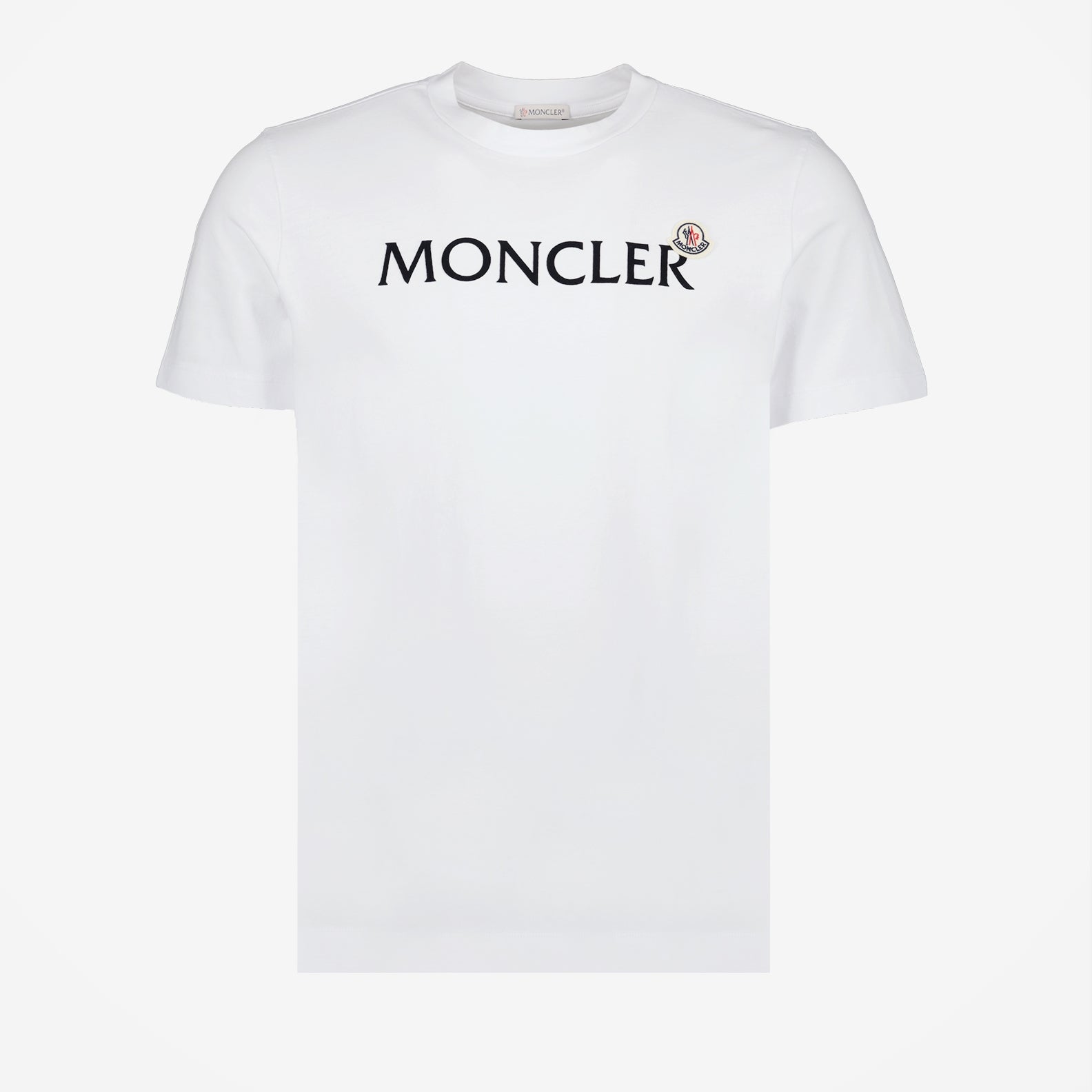 Moncler t-shirt, logo t-shirt, cotton t-shirt, white t-shirt, short sleeve t-shirt