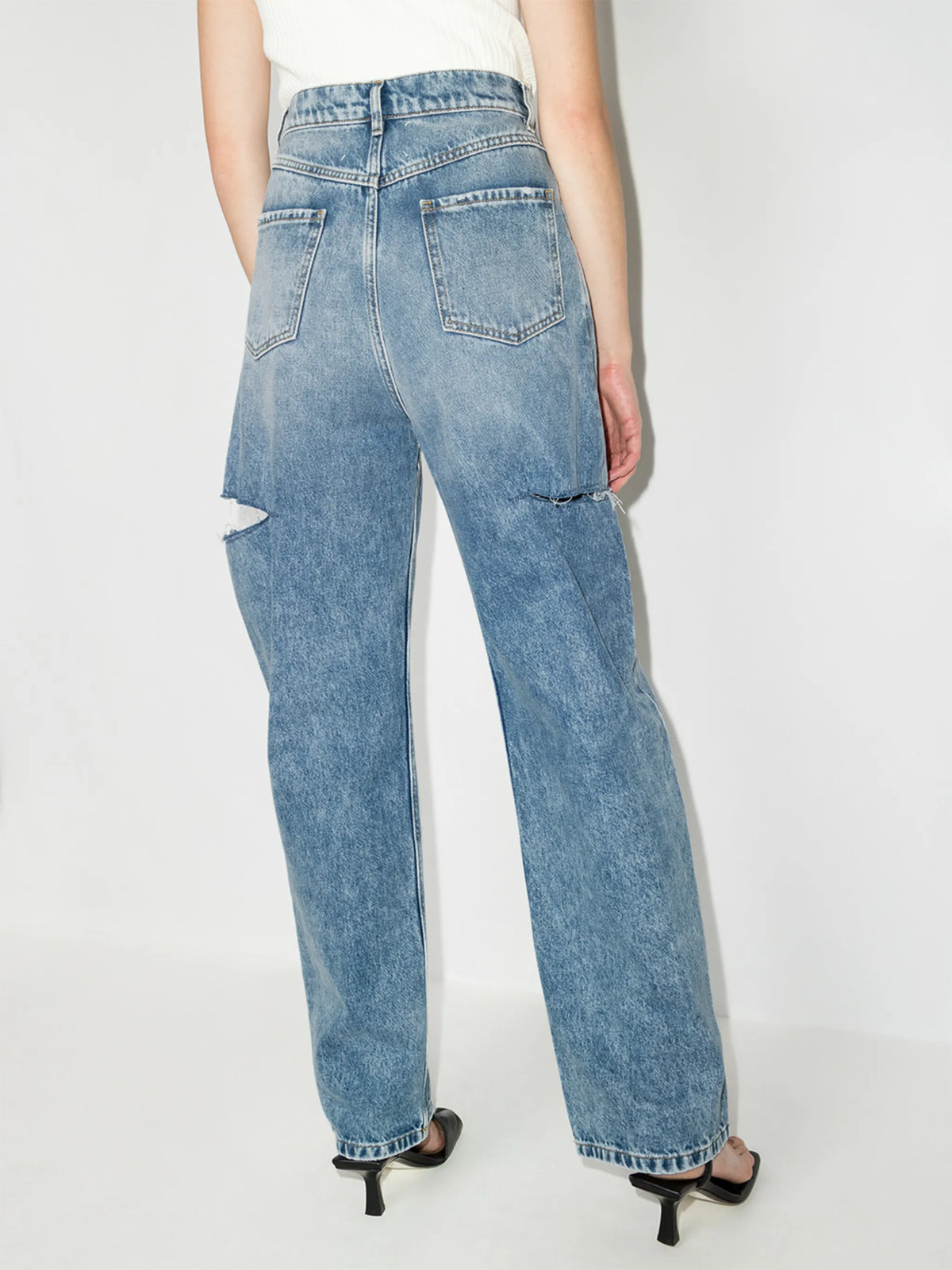 Image of Blue Striped Cotton Shirt by Maison Margiela for Women - Season Autumn-Winter 2026 - Model View 2