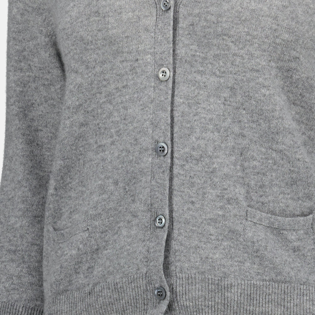 Prada cardigan, grey wool cardigan, women's cardigan, V-neck cardigan, Autumn-Winter fashion