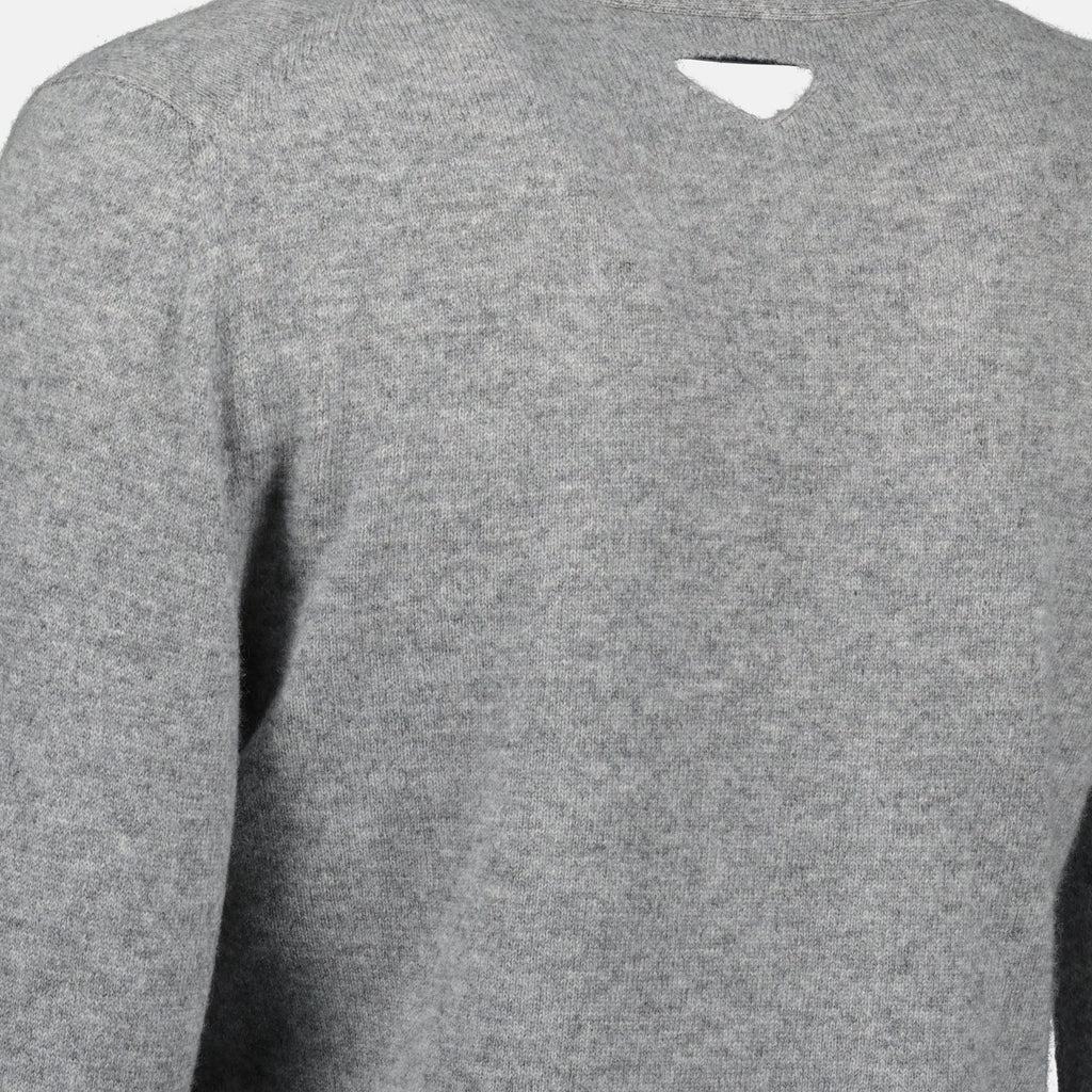 Prada cardigan, grey wool cardigan, women's cardigan, V-neck cardigan, Autumn-Winter fashion